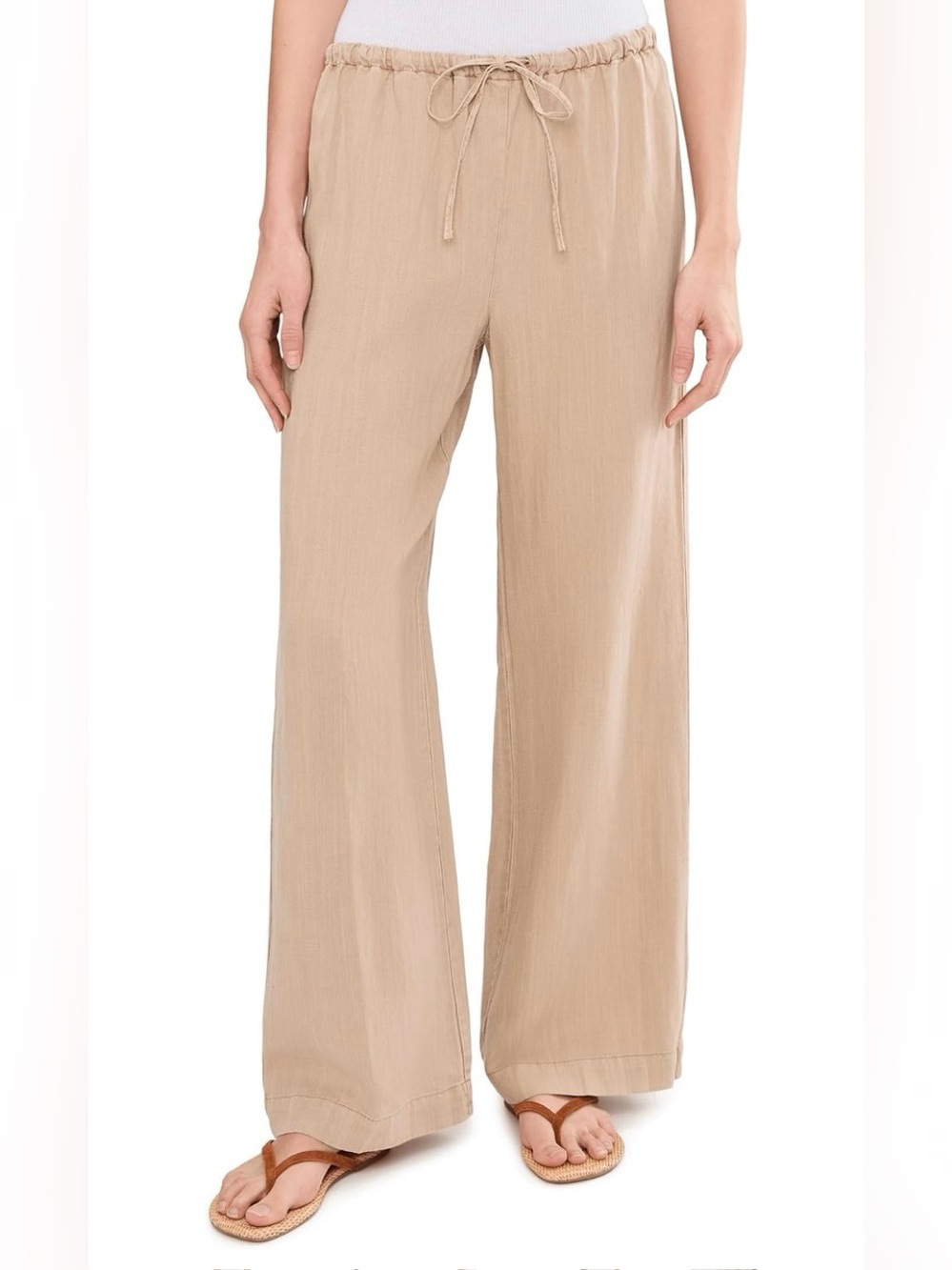 Michael Stars Wide-Leg Drawstring Pants in Macadamia (Taupe)